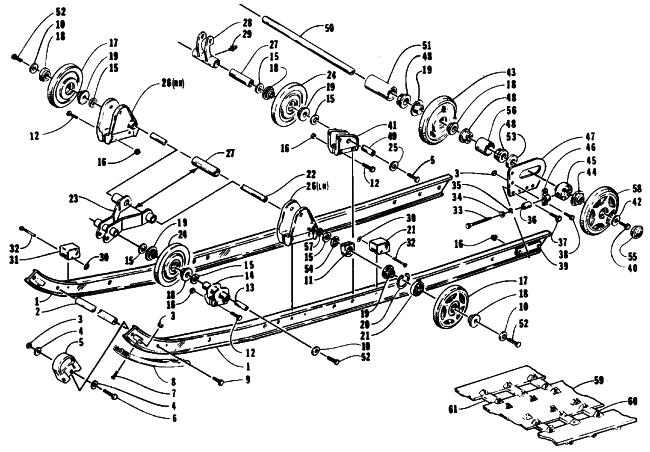 Parts Diagram for Arctic Cat 1994 WILDCAT EFI MOUNTAIN CAT SNOWMOBILE SLIDE RAIL AND TRACK ASSEMBLY