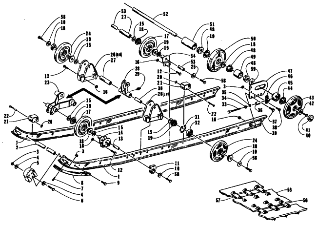 Parts Diagram for Arctic Cat 1994 WILDCAT EFI SNOWMOBILE SLIDE RAIL AND TRACK ASSEMBLY