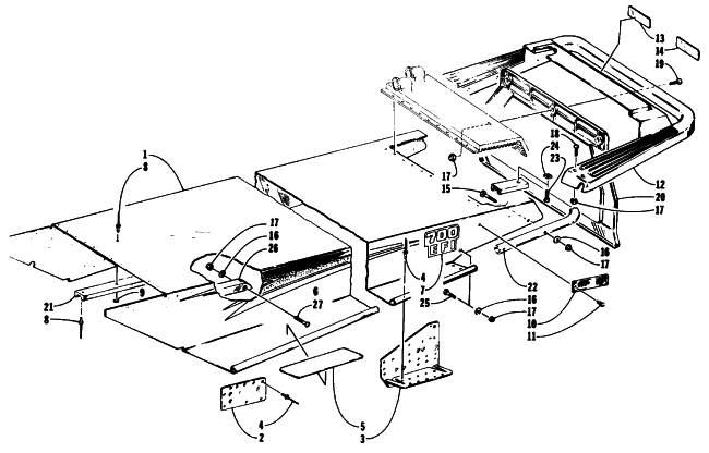 Parts Diagram for Arctic Cat 1994 WILDCAT EFI MOUNTAIN CAT SNOWMOBILE TUNNEL AND REAR BUMPER