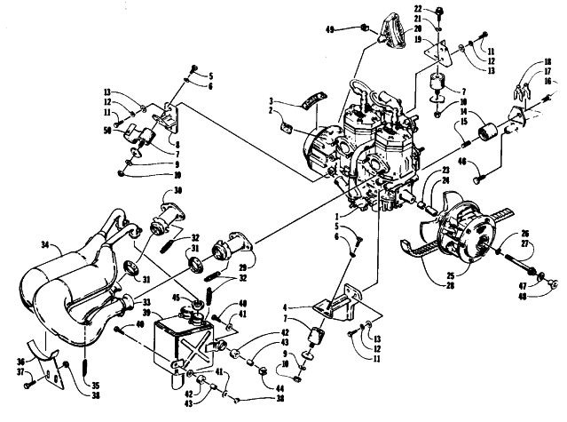Parts Diagram for Arctic Cat 1994 WILDCAT EFI MOUNTAIN CAT SNOWMOBILE ENGINE AND RELATED PARTS
