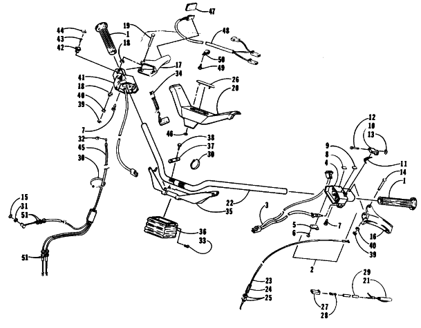 Parts Diagram for Arctic Cat 1994 EXT 580 MOUNTAIN CAT SNOWMOBILE HANDLEBAR AND CONTROLS
