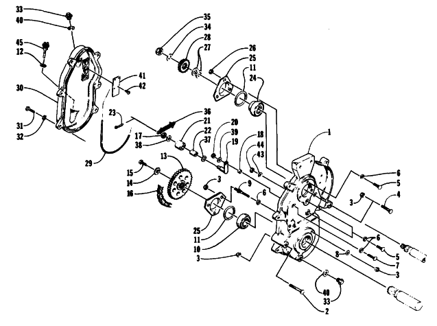 Parts Diagram for Arctic Cat 1994 EXT 580 MOUNTAIN CAT SNOWMOBILE DRIVE/DROPCASE ASSEMBLY