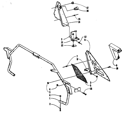 Parts Diagram for Arctic Cat 1994 EXT 580 MOUNTAIN CAT SNOWMOBILE STEERING SUPPORT ASSEMBLY