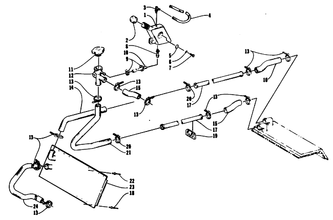 Parts Diagram for Arctic Cat 1994 EXT EFI SNOWMOBILE COOLING ASSEMBLY