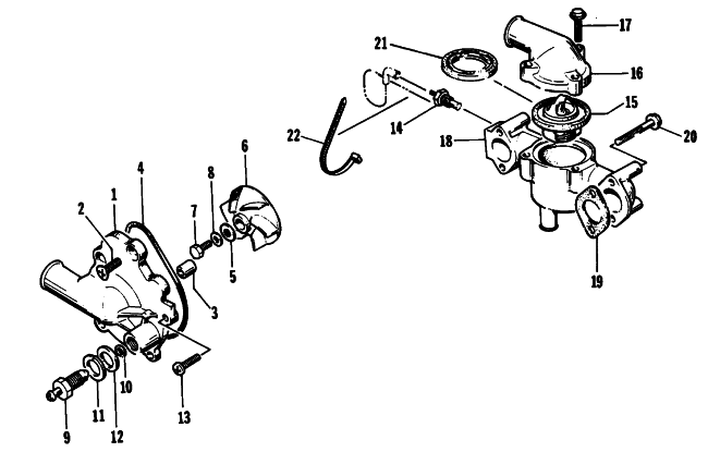Parts Diagram for Arctic Cat 1994 ZR 580 SNOWMOBILE WATER PUMP/WATER MANIFOLD