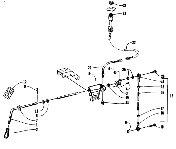 Parts Diagram for Arctic Cat 1994 PROWLER 2-UP SNOWMOBILE REVERSE SHIFT LEVER ASSEMBLY