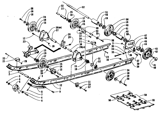 Parts Diagram for Arctic Cat 1994 PROWLER SNOWMOBILE SLIDE RAIL AND TRACK ASSEMBLY