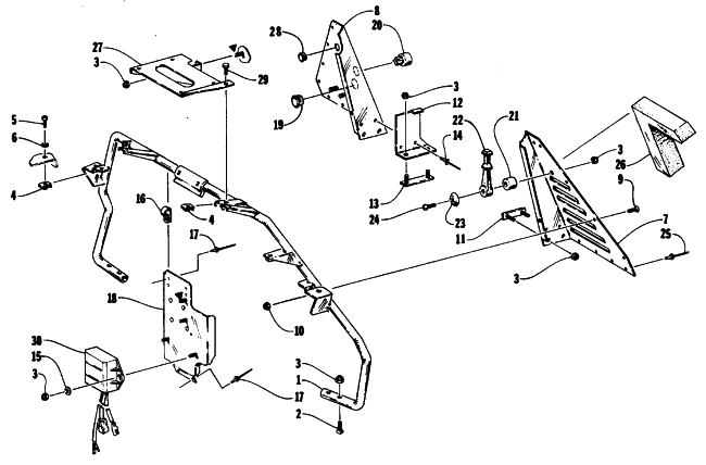 Parts Diagram for Arctic Cat 1994 PROWLER SNOWMOBILE STEERING SUPPORT ASSEMBLY