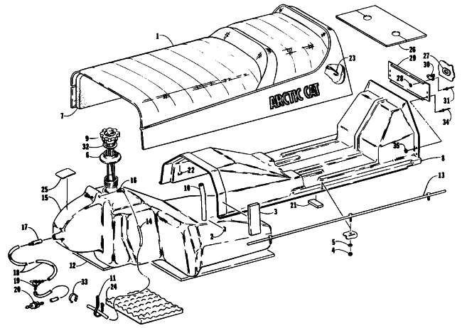 Parts Diagram for Arctic Cat 1994 CHEETAH 550 SNOWMOBILE GAS TANK, SEAT, AND TOOLBOX