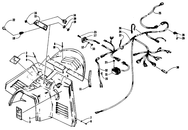 Parts Diagram for Arctic Cat 1994 PROWLER SNOWMOBILE CONSOLE, SWITCHES, AND WIRING ASSEMBLIES