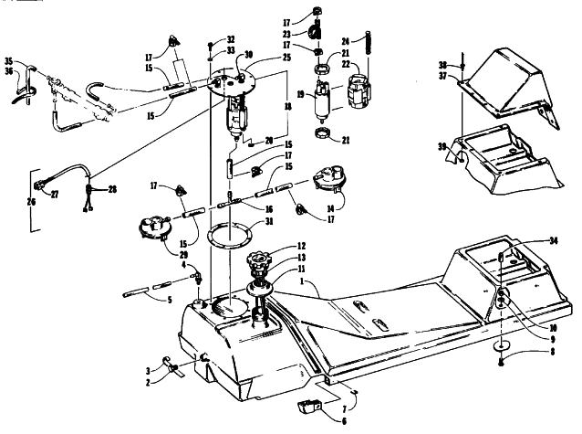 Parts Diagram for Arctic Cat 1994 PROWLER 2-UP SNOWMOBILE GAS TANK AND FUEL PUMP ASSEMBLY