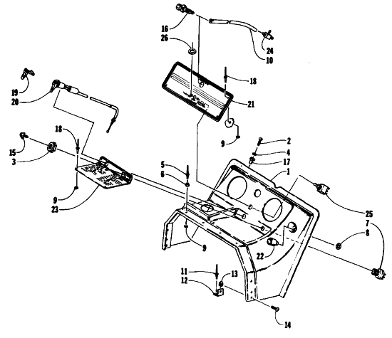 Parts Diagram for Arctic Cat 1994 CHEETAH 340 SNOWMOBILE SWITCH, CHOKE, AND CONSOLE ASSEMBLY