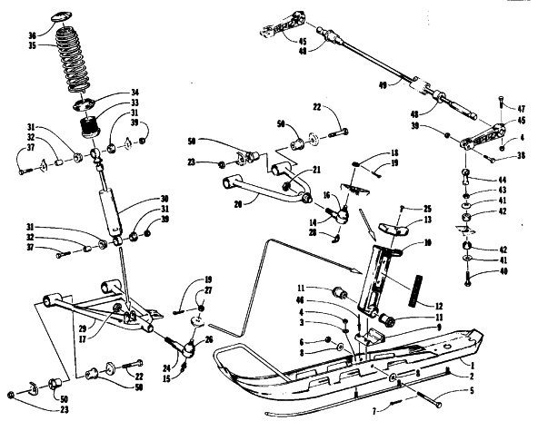 Parts Diagram for Arctic Cat 1994 COUGAR MOUNTAIN CAT SNOWMOBILE SKI AND FRONT SUSPENSION