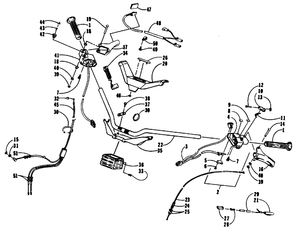 Parts Diagram for Arctic Cat 1994 EXT EFI SNOWMOBILE HANDLEBAR AND CONTROLS