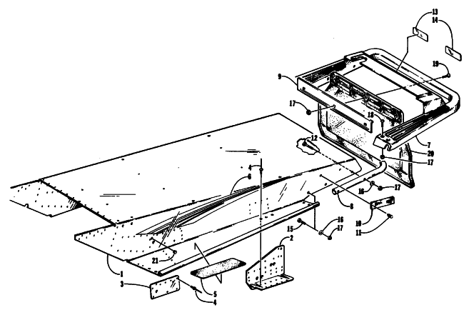 Parts Diagram for Arctic Cat 1994 PUMA DELUXE SNOWMOBILE TUNNEL AND REAR BUMPER