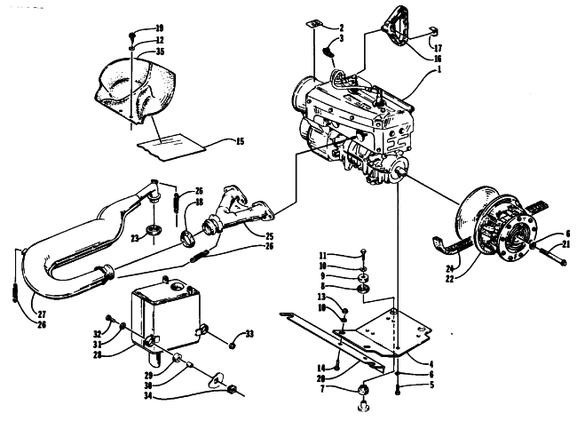 Parts Diagram for Arctic Cat 1994 PUMA DELUXE SNOWMOBILE ENGINE AND RELATED PARTS