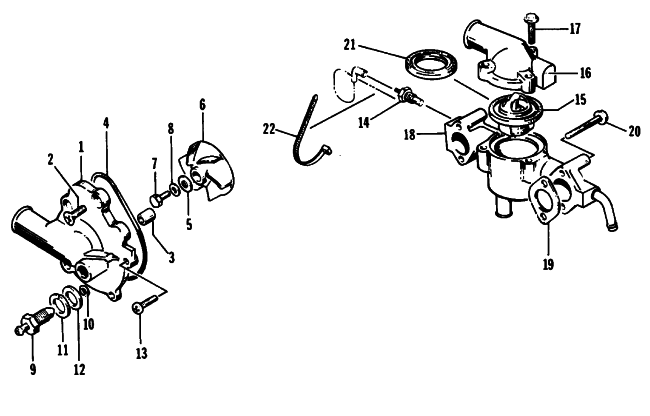 Parts Diagram for Arctic Cat 1994 EXT EFI SNOWMOBILE WATER PUMP/WATER MANIFOLD