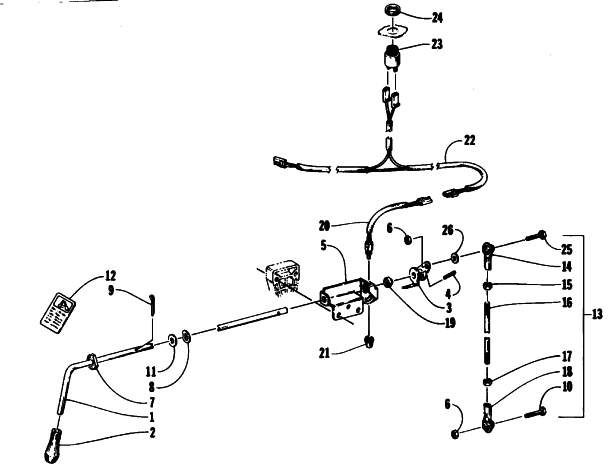 Parts Diagram for Arctic Cat 1994 EXT EFI SNOWMOBILE REVERSE SHIFT LEVER ASSEMBLY