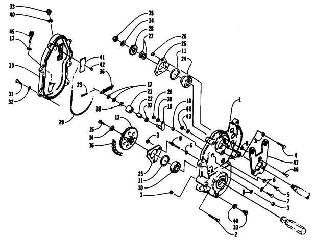 Parts Diagram for Arctic Cat 1994 THUNDERCAT MOUNTAIN CAT W SNOWMOBILE DRIVE/DROPCASE ASSEMBLY