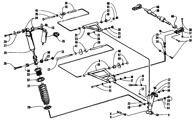 Parts Diagram for Arctic Cat 1994 ZR 440 SNOWMOBILE SKI AND FRONT SUSPENSION