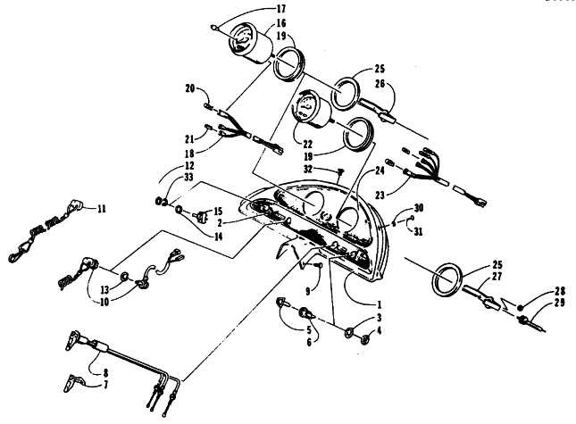 Parts Diagram for Arctic Cat 1994 THUNDERCAT SNOWMOBILE CONSOLE EXTENSION, SWITCHES, AND INSTRUMENTS