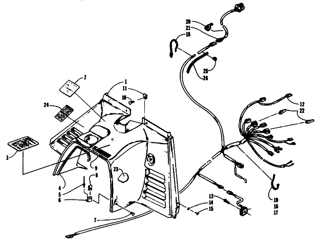 Parts Diagram for Arctic Cat 1994 THUNDERCAT SNOWMOBILE CONSOLE AND WIRING ASSEMBLIES