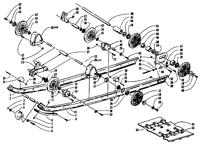 Parts Diagram for Arctic Cat 1994 THUNDERCAT MOUNTAIN CAT SNOWMOBILE SLIDE RAIL AND TRACK ASSEMBLY