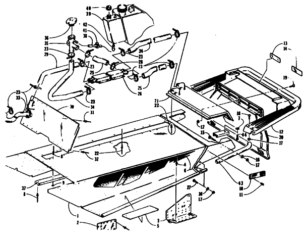 Parts Diagram for Arctic Cat 1994 THUNDERCAT MOUNTAIN CAT W SNOWMOBILE TUNNEL, COOLING, AND REAR BUMPER