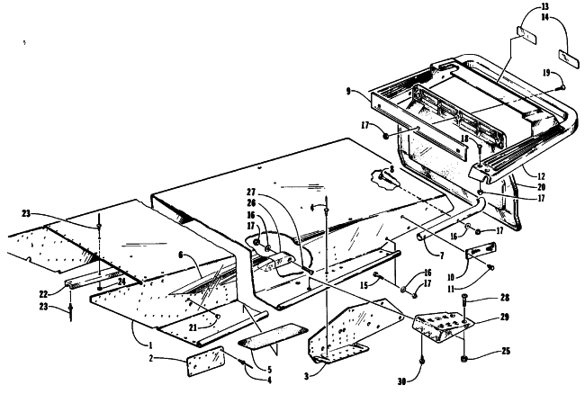 Parts Diagram for Arctic Cat 1994 PUMA 2UP SNOWMOBILE TUNNEL AND REAR BUMPER