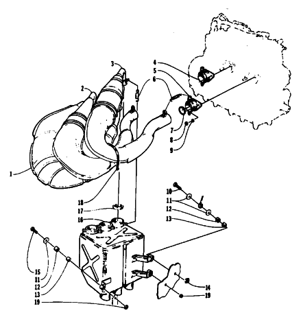 Parts Diagram for Arctic Cat 1994 THUNDERCAT SNOWMOBILE EXHAUST ASSEMBLY