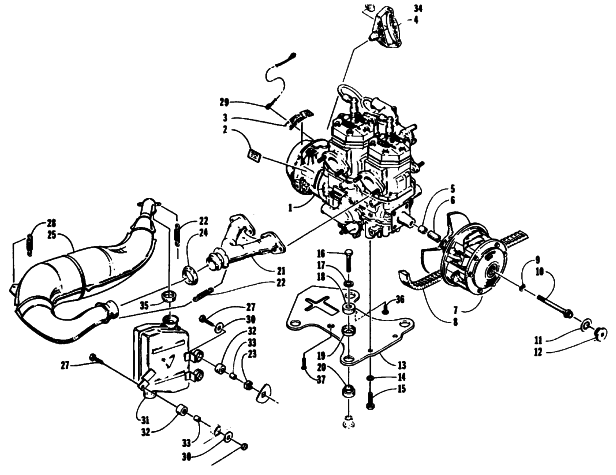 Parts Diagram for Arctic Cat 1994 ZR 440 SNOWMOBILE ENGINE AND RELATED PARTS