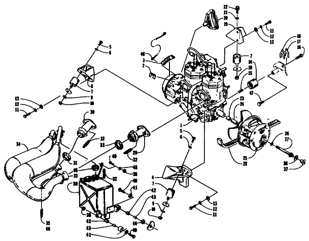 Parts Diagram for Arctic Cat 1994 ZR 700 SNOWMOBILE ENGINE AND RELATED PARTS