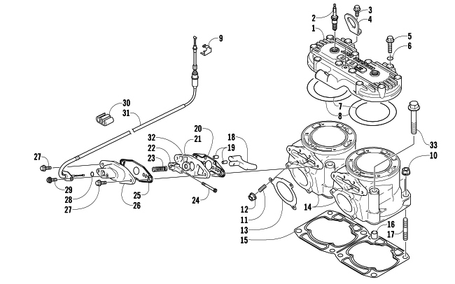 Parts Diagram for Arctic Cat 2006 CROSSFIRE 600 EFI SNO PRO SNOWMOBILE CYLINDER AND HEAD ASSEMBLY