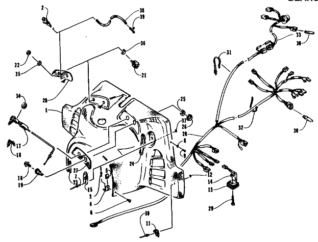 Parts Diagram for Arctic Cat 1995 BEARCAT 340 SNOWMOBILE CONSOLE, SWITCHES, AND WIRING ASSEMBLIES