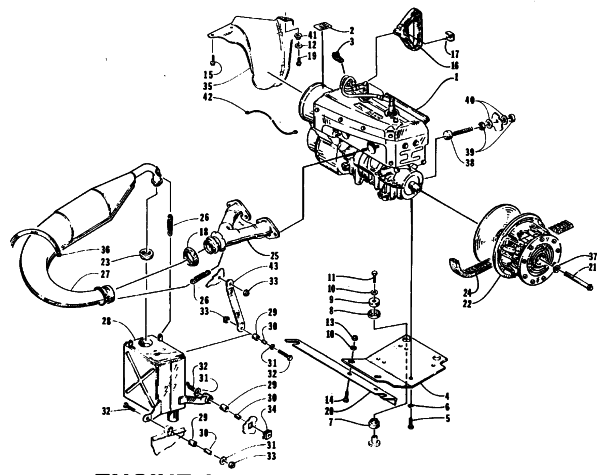 Parts Diagram for Arctic Cat 1995 BEARCAT 340 SNOWMOBILE ENGINE AND RELATED PARTS
