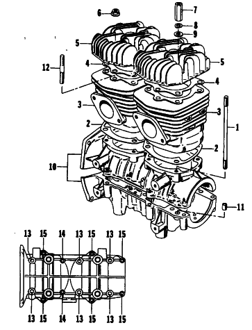 Parts Diagram for Arctic Cat 1995 PUMA SNOWMOBILE CRANKCASE AND CYLINDER