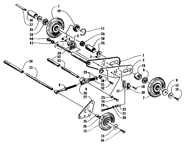 Parts Diagram for Arctic Cat 1995 BEARCAT 440 SNOWMOBILE ARTICULATING SKID FRAME ASSEMBLY