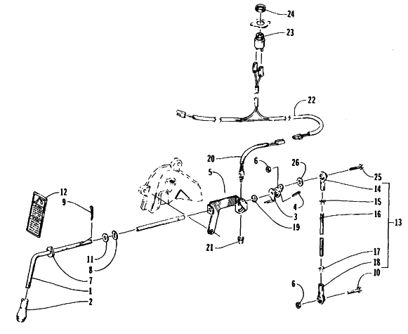 Parts Diagram for Arctic Cat 1995 COUGAR MOUNTAIN CAT SNOWMOBILE REVERSE SHIFT LEVER ASSEMBLY