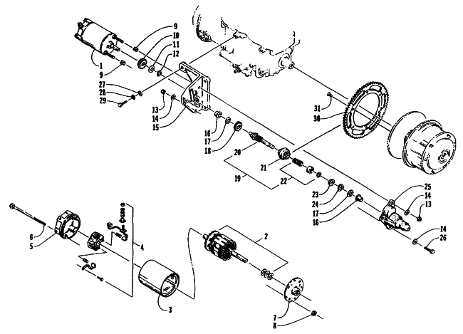 Parts Diagram for Arctic Cat 1995 COUGAR SNOWMOBILE ELECTRIC START - STARTER MOTOR