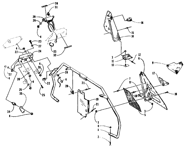 Parts Diagram for Arctic Cat 1995 EXT EFI MOUNTAIN CAT DEEP LUG SNOWMOBILE STEERING SUPPORT ASSEMBLY
