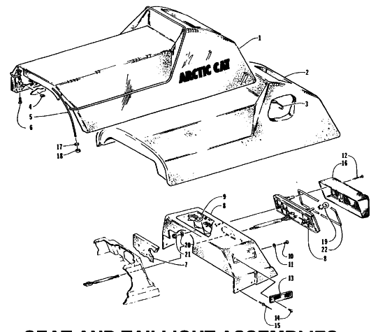 Parts Diagram for Arctic Cat 1995 EXT EFI MOUNTAIN CAT SNOWMOBILE SEAT AND TAILLIGHT ASSEMBLIES