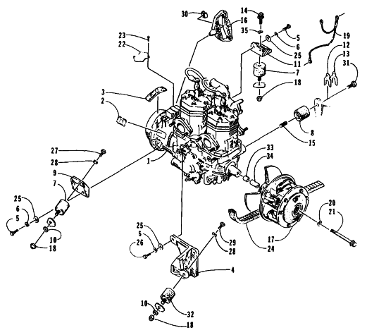 Parts Diagram for Arctic Cat 1995 EXT EFI SNOWMOBILE ENGINE AND RELATED PARTS