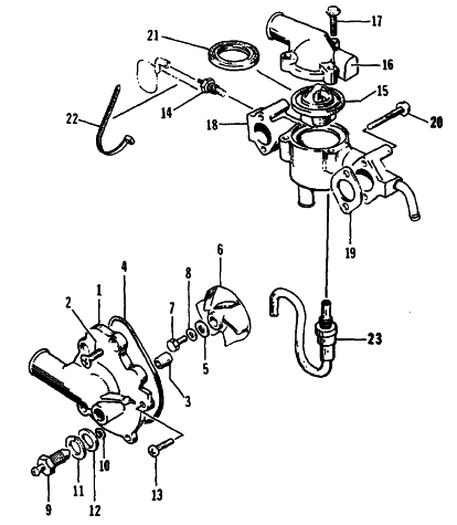 Parts Diagram for Arctic Cat 1995 EXT EFI SNOWMOBILE WATER PUMP/WATER MANIFOLD