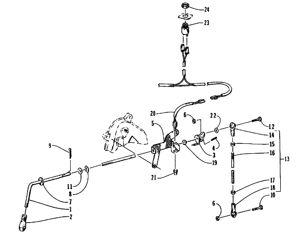 Parts Diagram for Arctic Cat 1995 EXT EFI MOUNTAIN CAT SNOWMOBILE REVERSE SHIFT LEVER ASSEMBLY