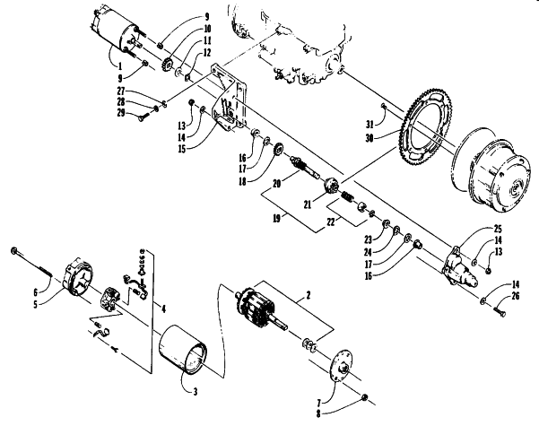 Parts Diagram for Arctic Cat 1995 EXT 580 SNOWMOBILE ELECTRIC START - STARTER MOTOR