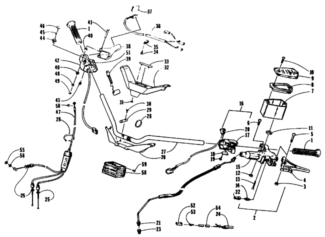 Parts Diagram for Arctic Cat 1995 EXT 580 SNOWMOBILE HANDLEBAR AND CONTROLS