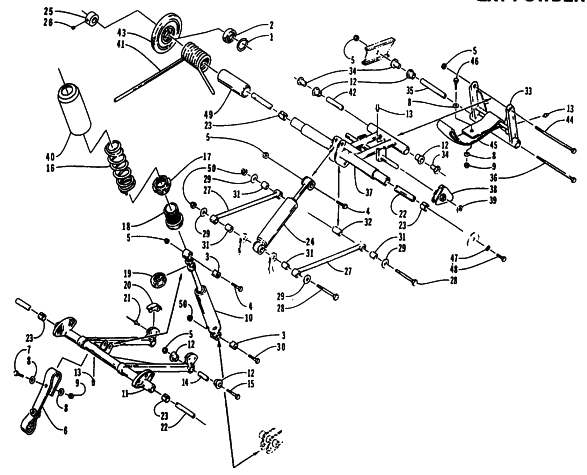 Parts Diagram for Arctic Cat 1995 EXT EFI MOUNTAIN CAT SNOWMOBILE REAR SUSPENSION ARM ASSEMBLIES