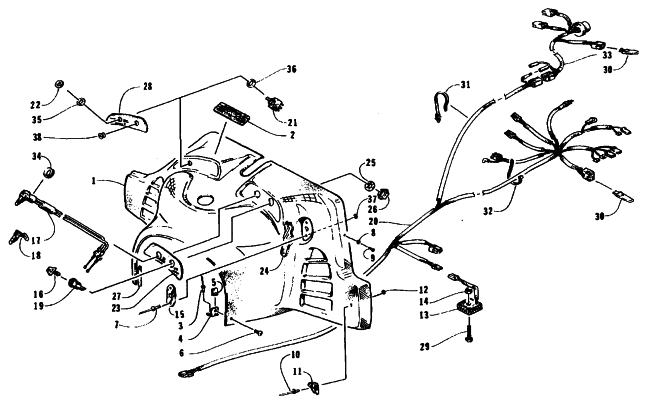 Parts Diagram for Arctic Cat 1995 EXT POWDER SPECIAL SNOWMOBILE CONSOLE, SWITCHES, AND WIRING ASSEMBLIES