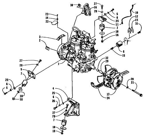 Parts Diagram for Arctic Cat 1995 EXT POWDER SPECIAL SNOWMOBILE ENGINE AND RELATED PARTS