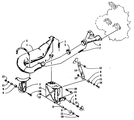 Parts Diagram for Arctic Cat 1995 EXT POWDER SPECIAL SNOWMOBILE EXHAUST ASSEMBLY